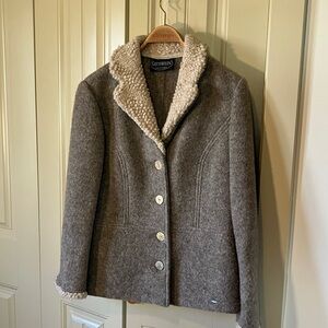 Giesswein Gray Teddy Jacket with Cream Accents